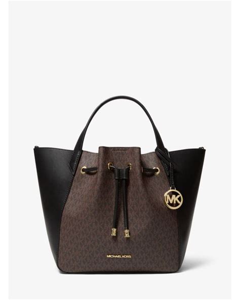 michael kors phoebe large two-tone logo bucket bag|phoebe large logo bucket bag.